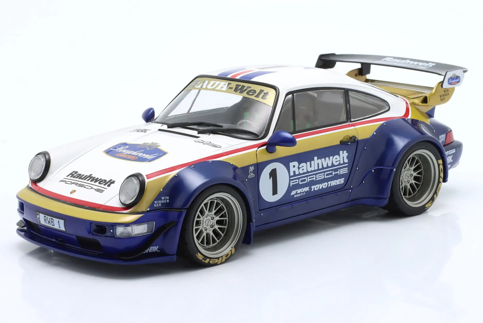 Porsche 911 (964) RWB Rauh-Welt 2022 blau / weiß / rot / gold 1:18 Solido
