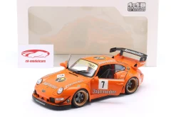 Porsche 911 (993) RWB Rauh-Welt Bodykit Jägermeister #7 2020 orange 1:18 Solido