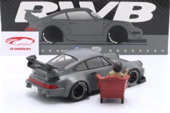 Porsche 911 (964) RWB Rauh-Welt Bodykit 2024 nardograu mit Figur 1:18 Solido