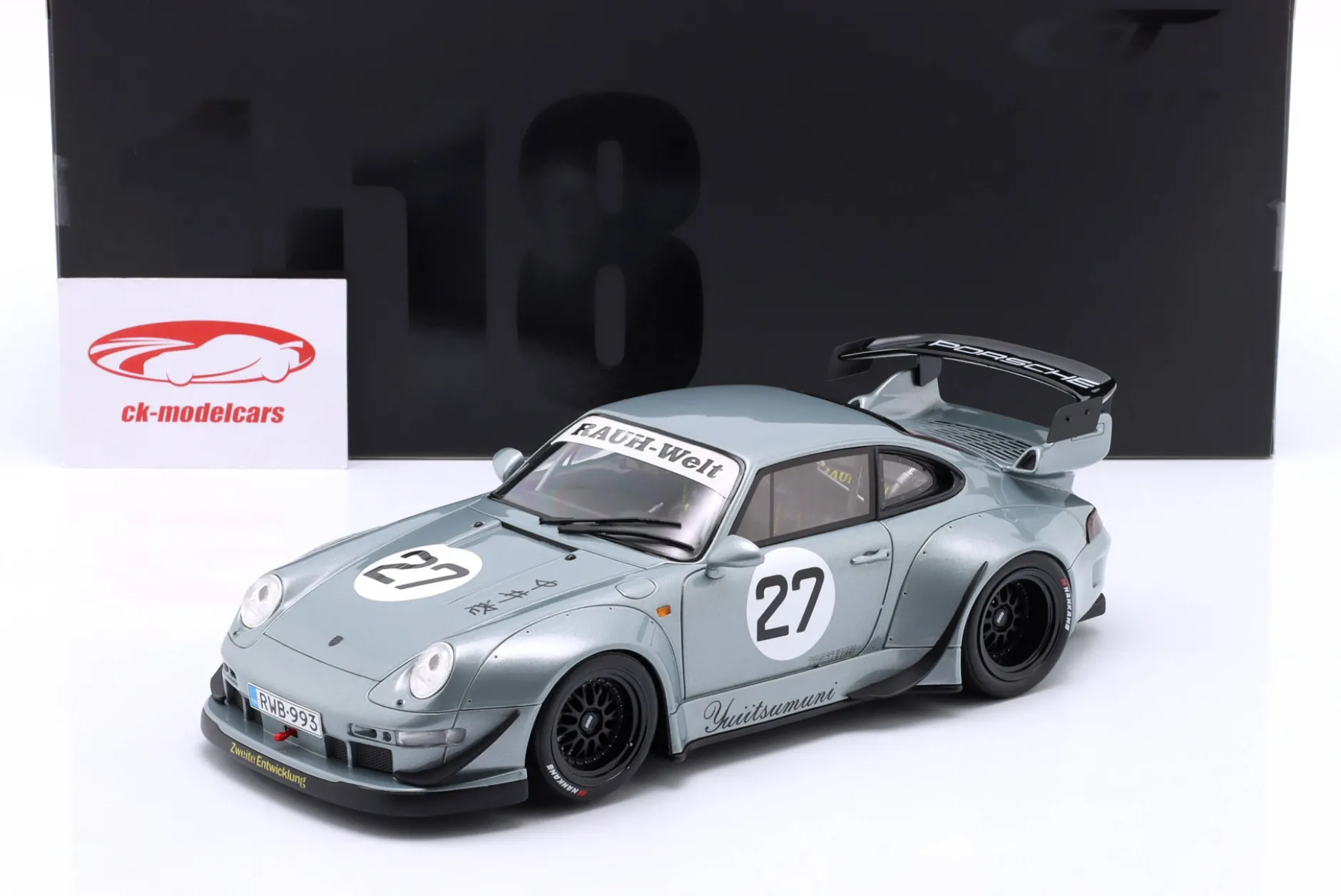 Porsche 911 (993) RWB Rauh-Welt Yuiitsumuni #27 2024 silber 1:18 GT-Spirit