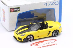 Porsche 718 (982) Spyder RS Baujahr 2024 gelb / schwarz 1:43 Bburago