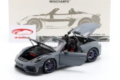 Porsche 718 Spyder RS Weissach-Paket Baujahr 2024 grau 1:18 Minichamps