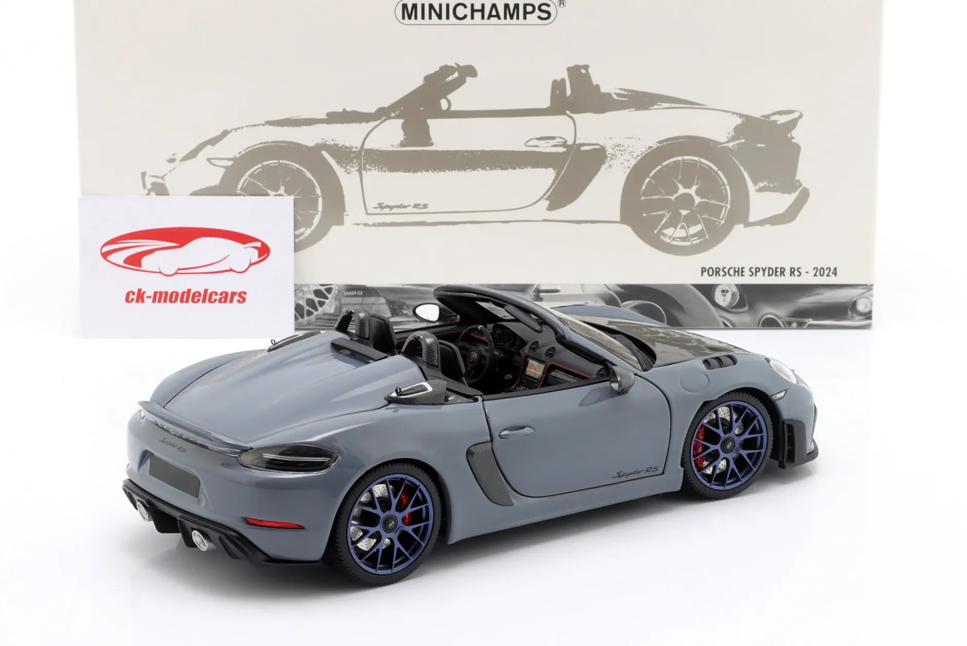 Porsche 718 Spyder RS Weissach-Paket Baujahr 2024 grau 1:18 Minichamps