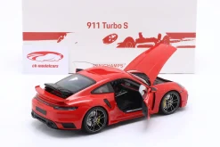 Porsche 911 (992) Turbo S Coupe Sport Design 2021 indischrot 1:18 Minichamps
