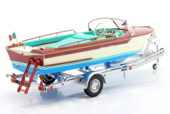 Riva Junior Motorboot auf Anhänger 1966 elfenbein / blau / braun / türkis 1:18 MITICA