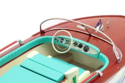 Riva Junior Motorboot auf Anhänger 1966 elfenbein / blau / braun / türkis 1:18 MITICA