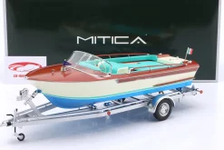 Riva Junior Motorboot auf Anhänger 1966 elfenbein / blau / braun / türkis 1:18 MITICA