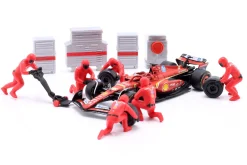 Set 3x Pit Stop Diorama Verstappen / Hamilton / Leclerc Formel 1 2024 1:43 Bburago