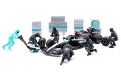 Set 3x Pit Stop Diorama Verstappen / Hamilton / Leclerc Formel 1 2024 1:43 Bburago