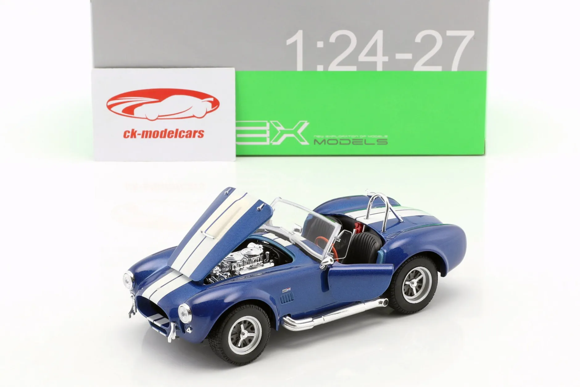 Shelby Cobra SC 427 Baujahr 1965 blau / weiß 1:24 Welly