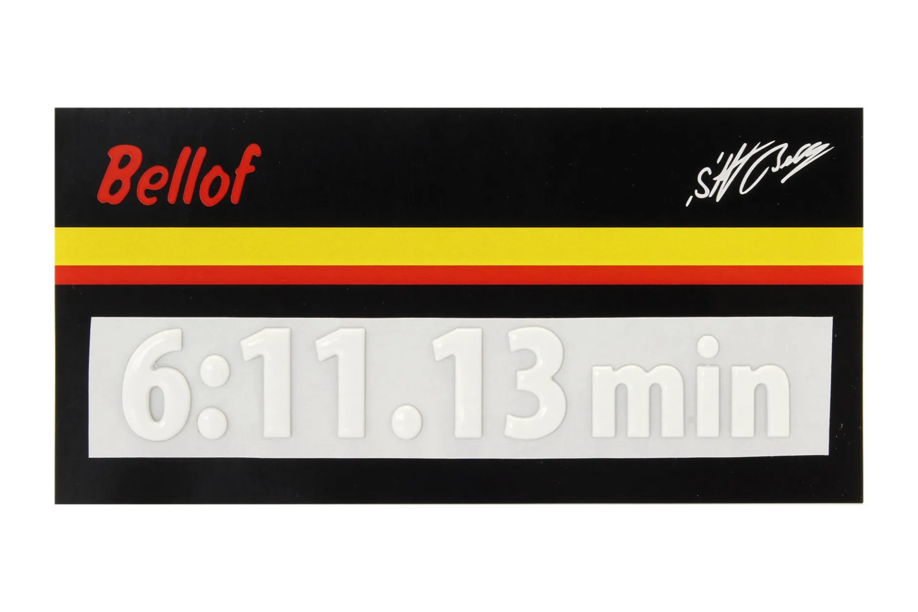 Stefan Bellof 3D Aufkleber Rekordrunde 6:11.13 min weiß 120 x 25 mm