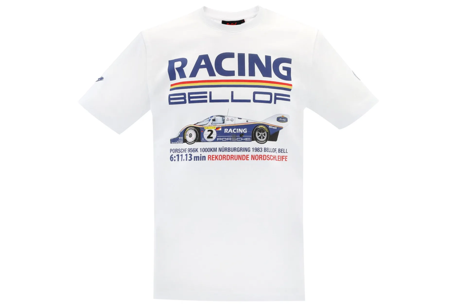 Stefan Bellof Porsche 956K T-Shirt Rekordrunde 6:11.13 min Nürburgring 1983 weiß