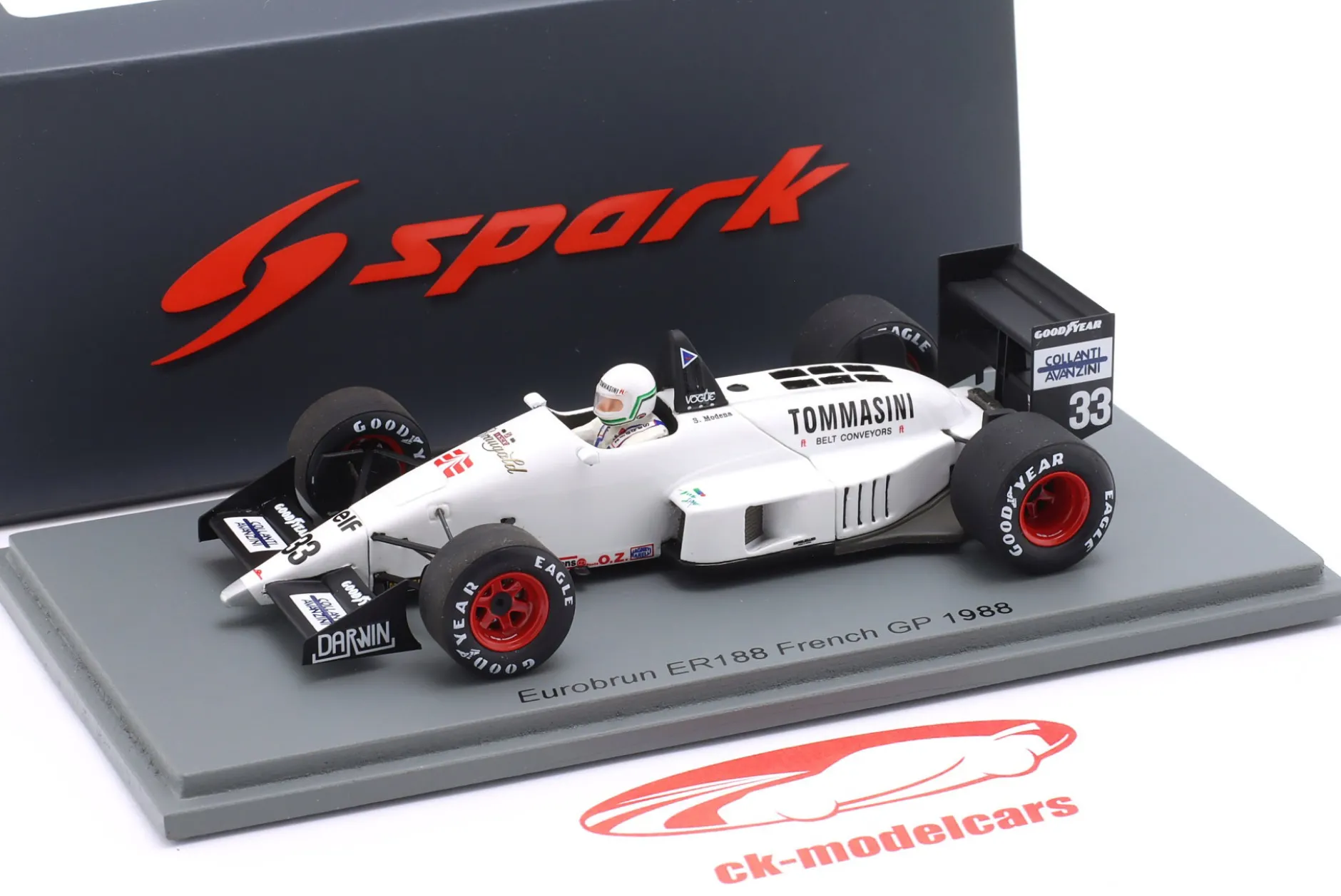 Stefano Modena EuroBrun ER188 #33 Frankreich GP Formel 1 1988 1:43 Spark