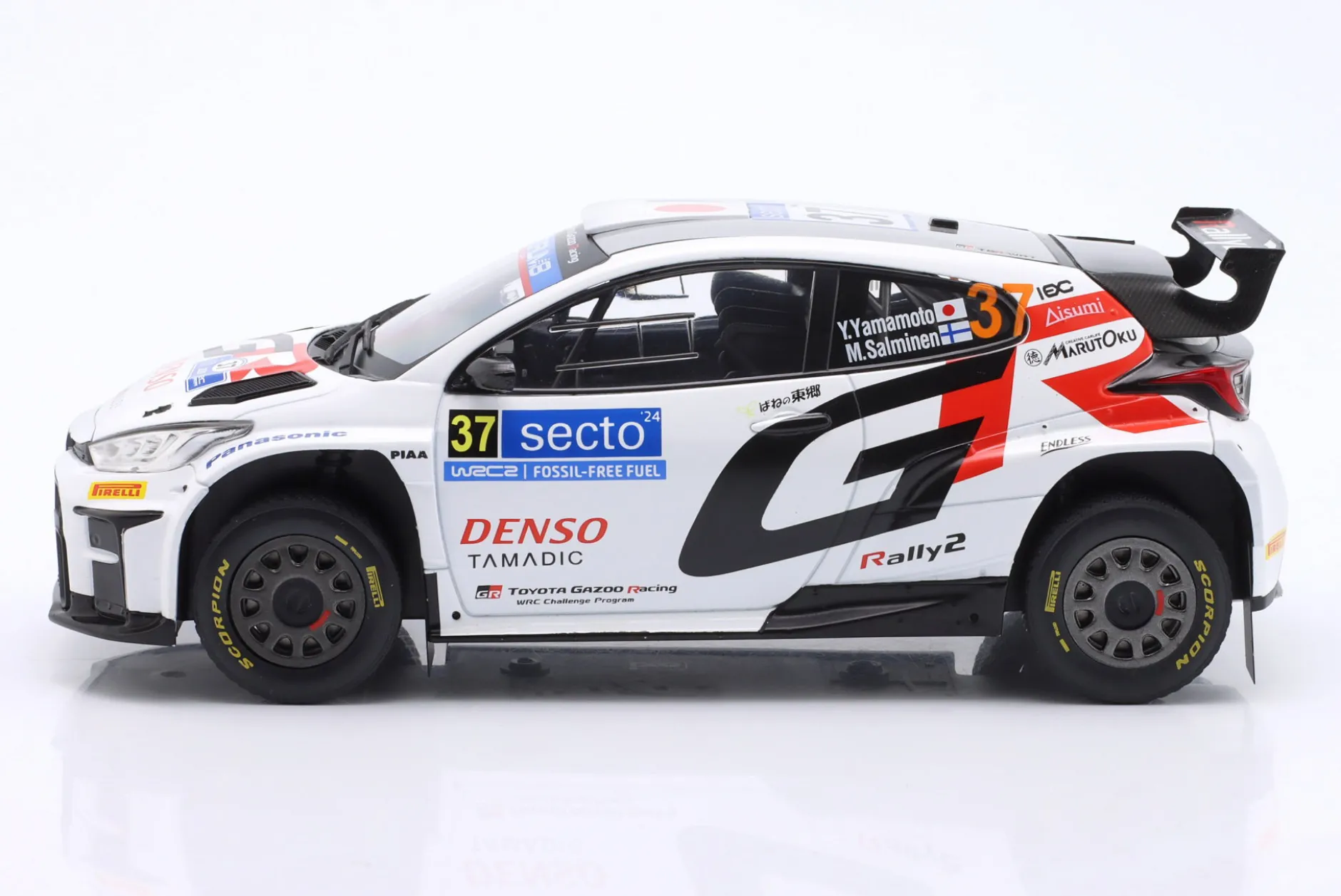 Toyota GR Yaris Rallye2 #37 Rallye Finnland 2024 Yamamoto, Salminen 1:18 Ixo