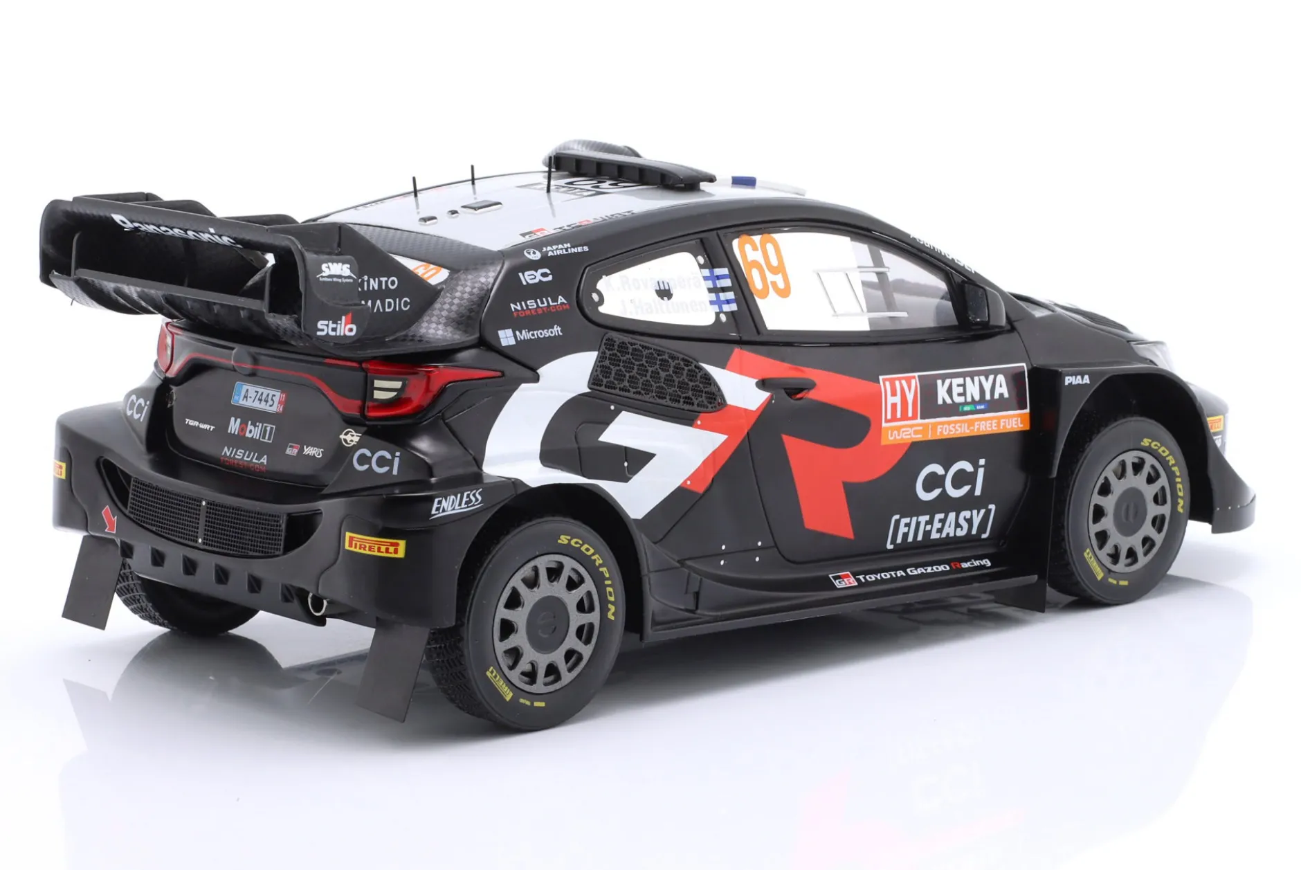 Toyota GR Yaris Rally1 Hybrid #69 Sieger Safari Rallye 2024 Rovanperä, Halttunen 1:18 Ixo