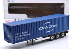 Transport-Trailer / Auflieger mit Container 2024 blau 1:24 Solido