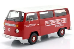 Volkswagen VW T2b Bus Porsche Renndienst Baujahr 1972 rot / weiß 1:18 KK-Scale