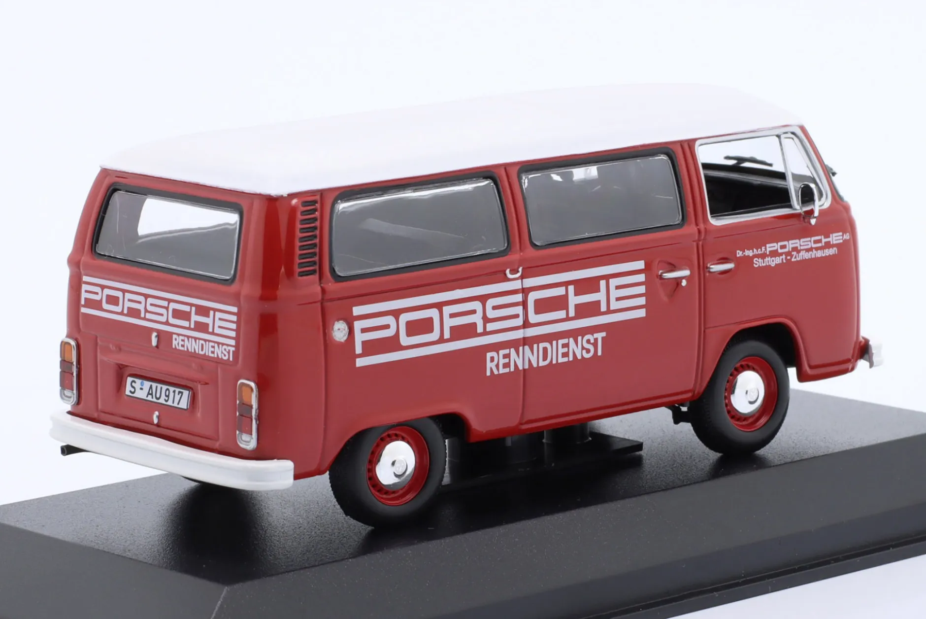 Volkswagen VW T2 Bus Porsche Renndienst 1972 rot 1:43 Minichamps