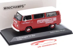 Volkswagen VW T2 Bus Porsche Renndienst 1972 rot 1:43 Minichamps