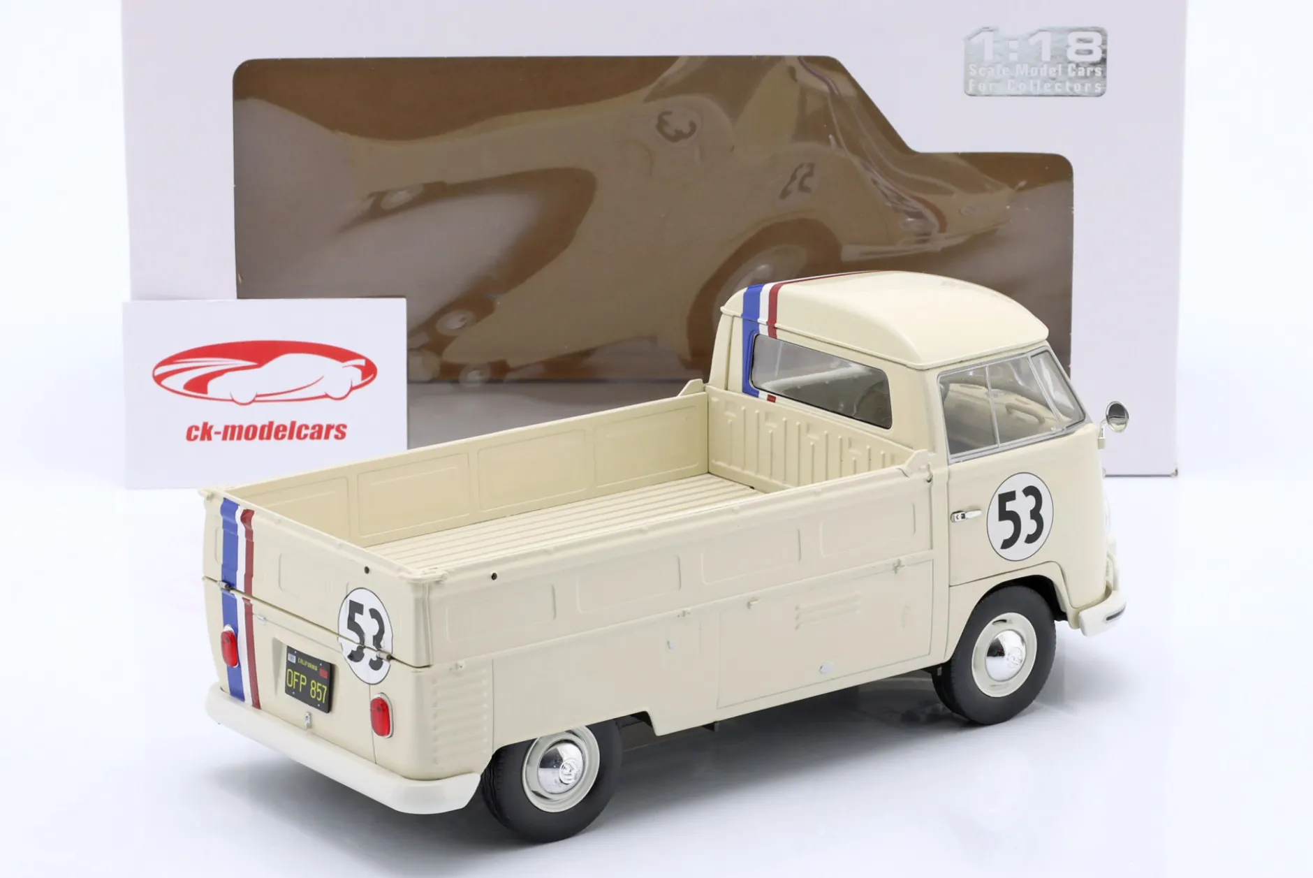 Volkswagen VW T1 Pick-Up Racer #53 Baujahr 1950 creme weiß 1:18 Solido