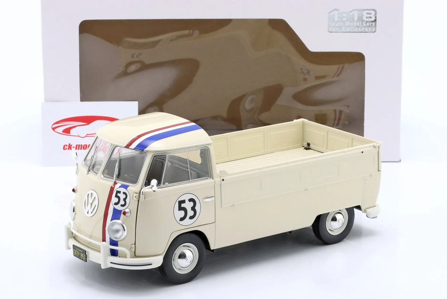Volkswagen VW T1 Pick-Up Racer #53 Baujahr 1950 creme weiß 1:18 Solido