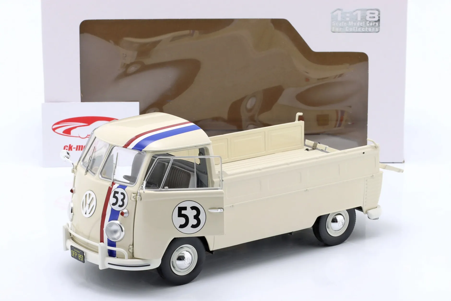 Volkswagen VW T1 Pick-Up Racer #53 Baujahr 1950 creme weiß 1:18 Solido