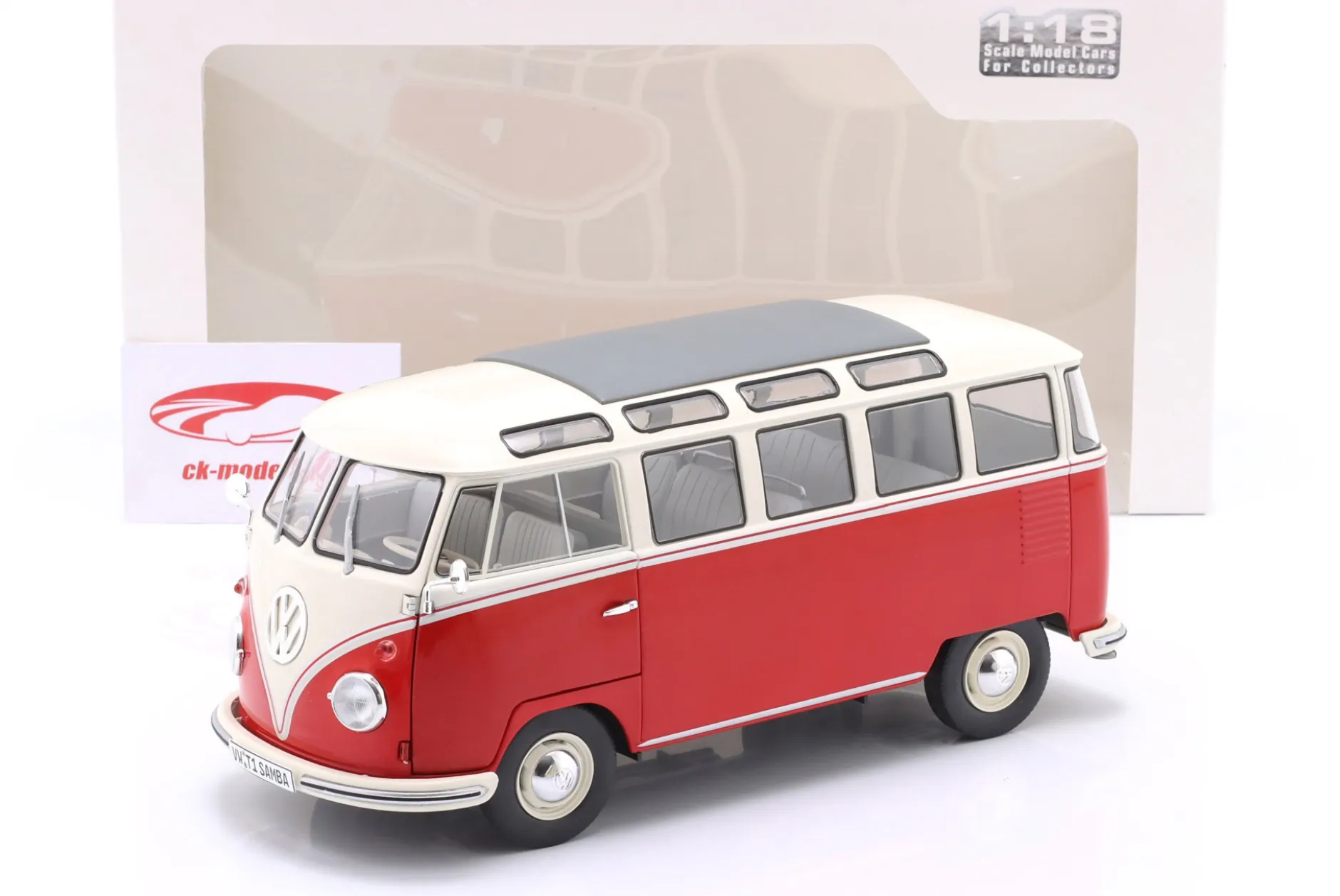 Volkswagen VW T1 Samba Bus Baujahr 1962 rot / weiß 1:18 Solido