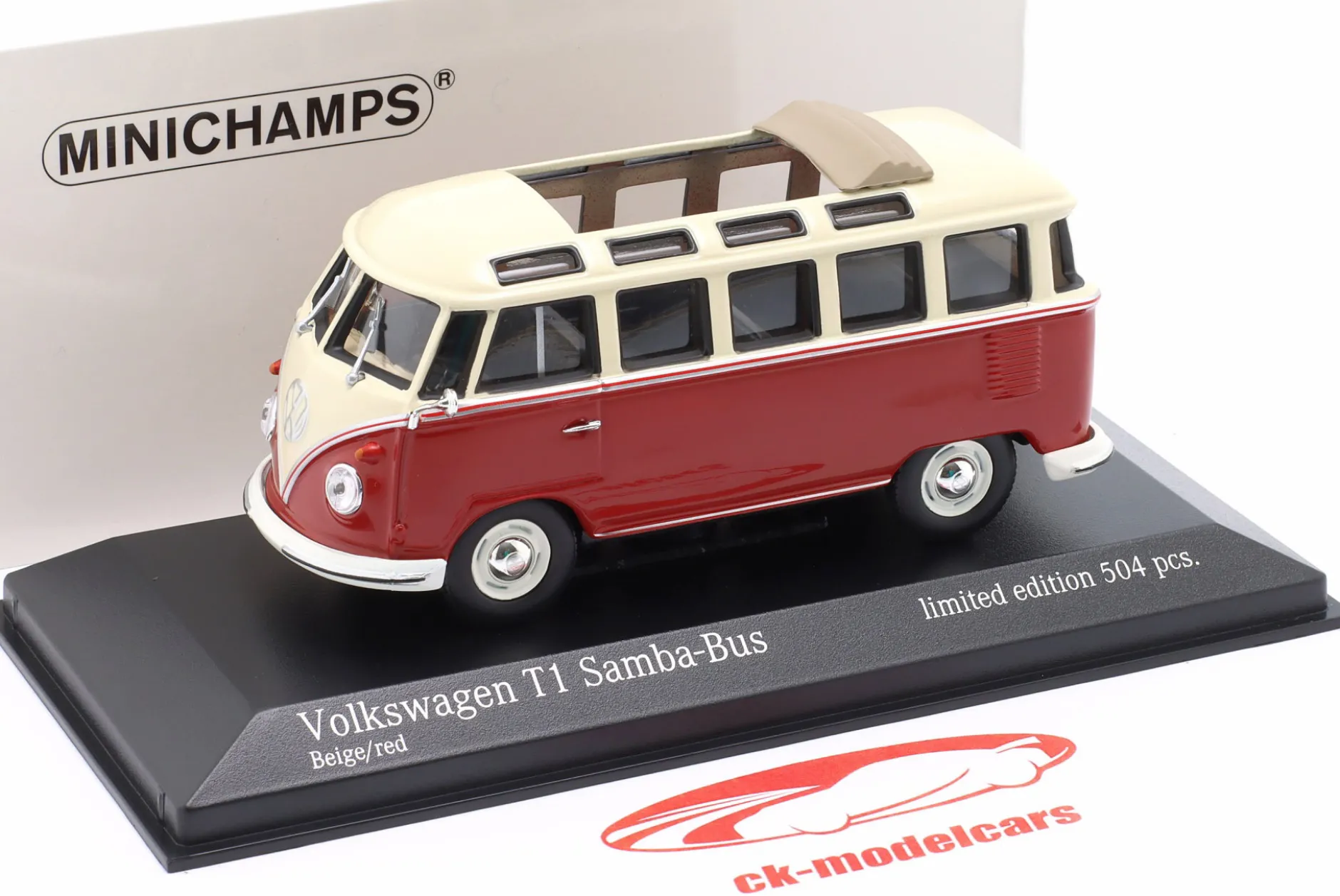 Volkswagen VW T1 Samba Bus Baujahr 1963 beige / rot 1:43 Minichamps