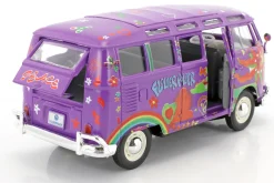Volkswagen VW T1 Samba Bus Hippie Line Flower Power lila 1:24 Maisto