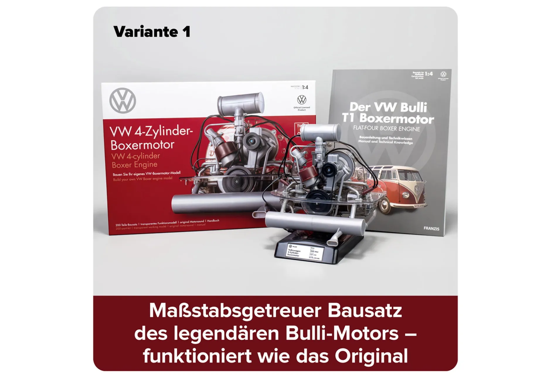 Volkswagen VW 4-Zylinder-Boxermotor Baujahr 1949-1953 Bausatz 1:4 Franzis
