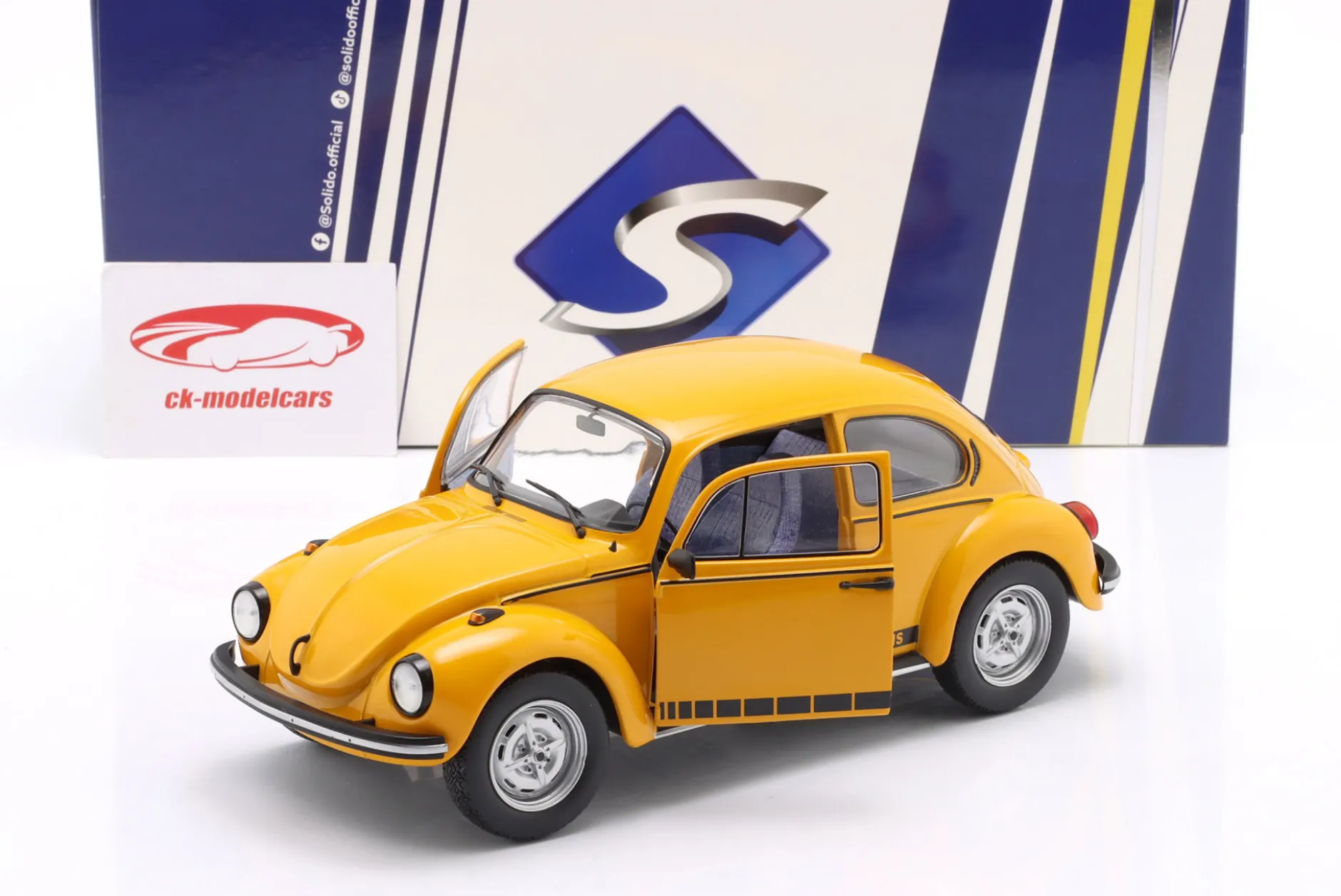VW Käfer 1303 Jeans Baujahr 1974 gelb 1:18 Solido