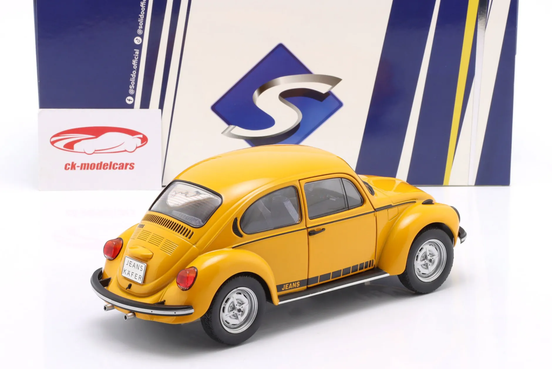 VW Käfer 1303 Jeans Baujahr 1974 gelb 1:18 Solido