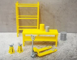Werkstatt Zubehör Set (klein) gelb 1:18 Dioramatoys