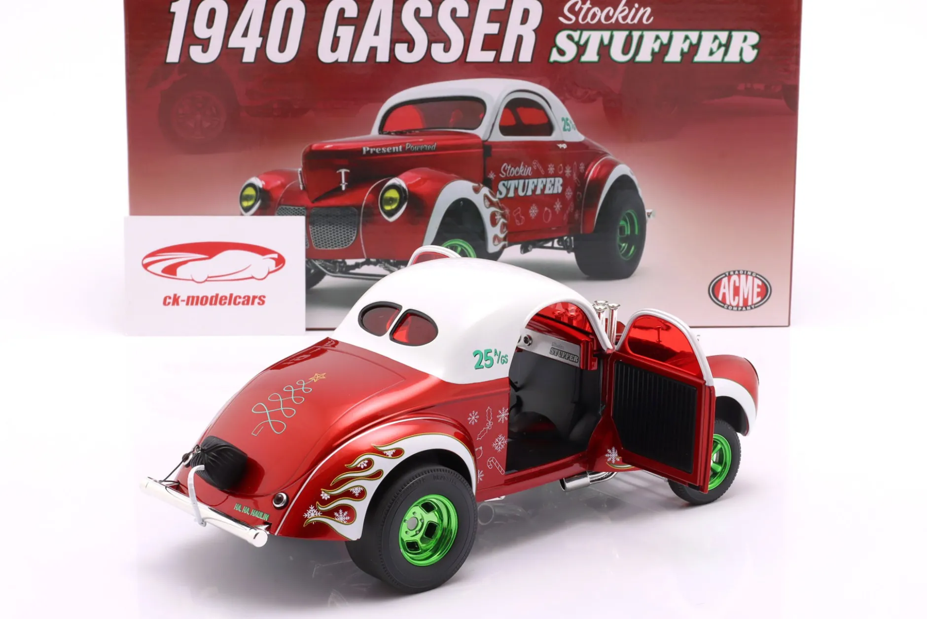 Willys Gasser Stockin Stuffer Baujahr 1940 rot / weiß 1:18 GMP